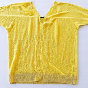Talbots Linen Top Knit Yellow Short Sleeve Small New